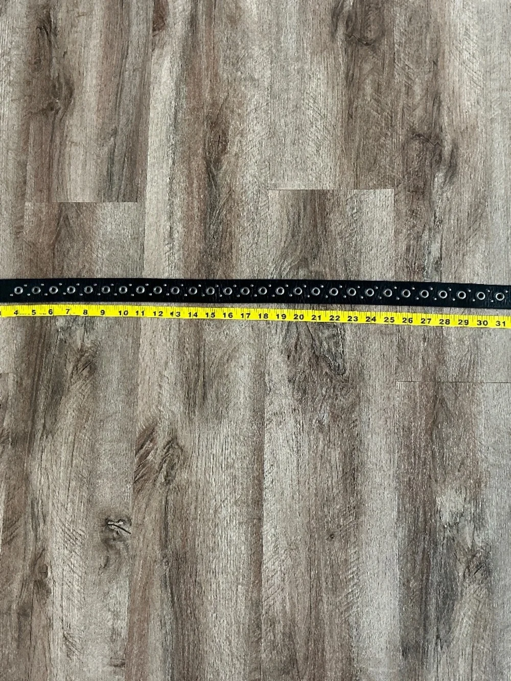 VTG Belt Black Leather Eyelet Grommet Studded Waist Gothic Grunge Solid Brass